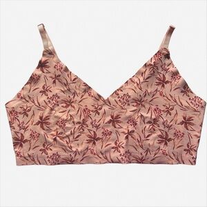 Adrienne Vittadini Studio Floral Blush Bralette Cami Super Soft - Size XL